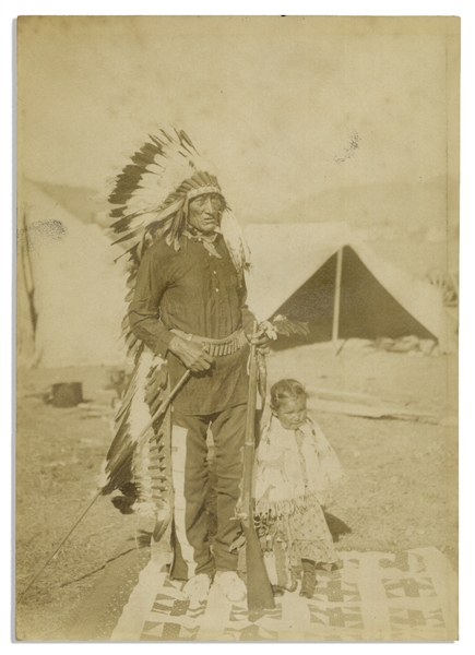Large 5'' x 7'' Silver Gelatin Photo of Sioux Chief High Bear -- Circa 1890